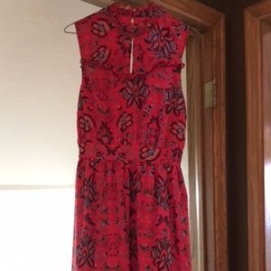 Modcloth Red Floral Sleeveless Dress